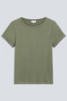 The Bobbie in Olive. 95% Micromodal with 5% elastane. Front view.