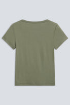 The Bobbie in Olive. 95% Micromodal with 5% elastane. Back view.