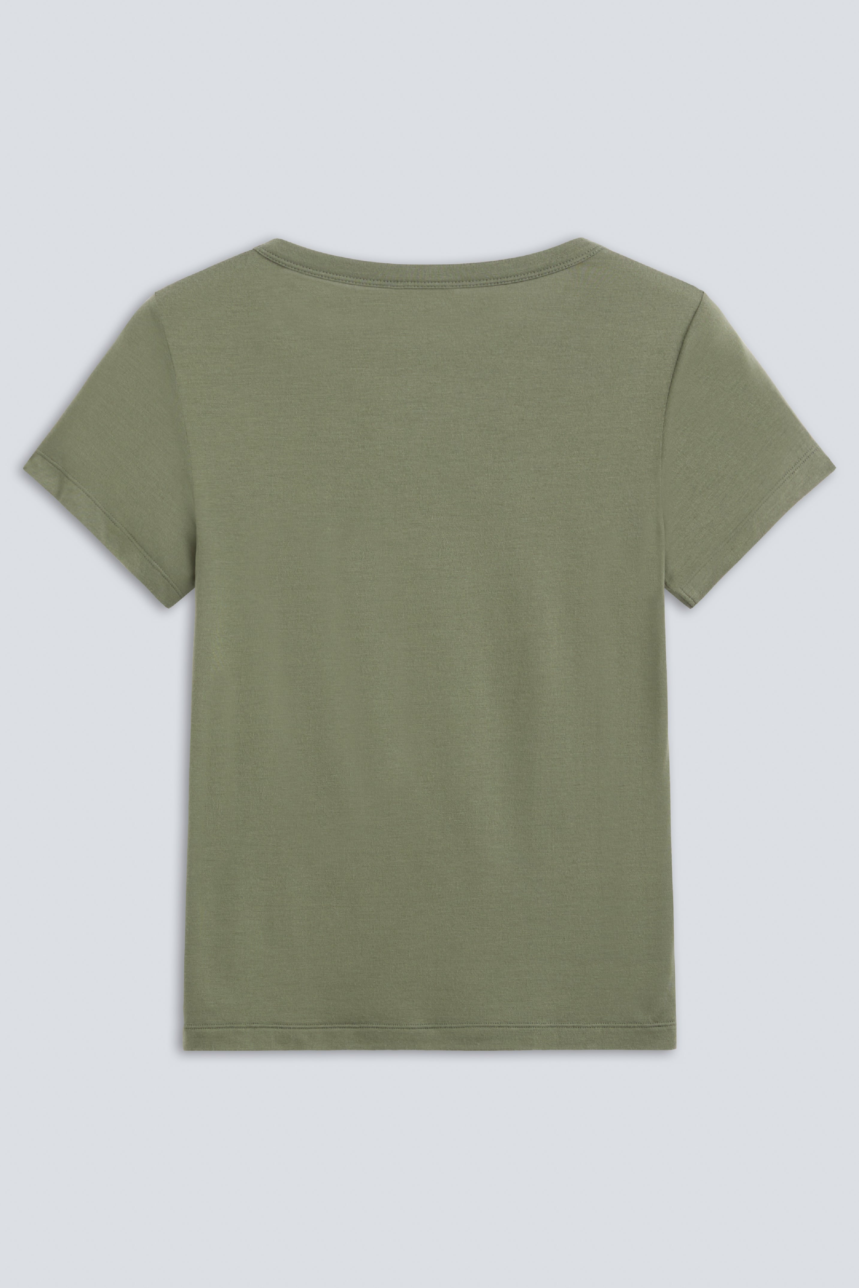 The Bobbie in Olive. 95% Micromodal with 5% elastane. Back view.