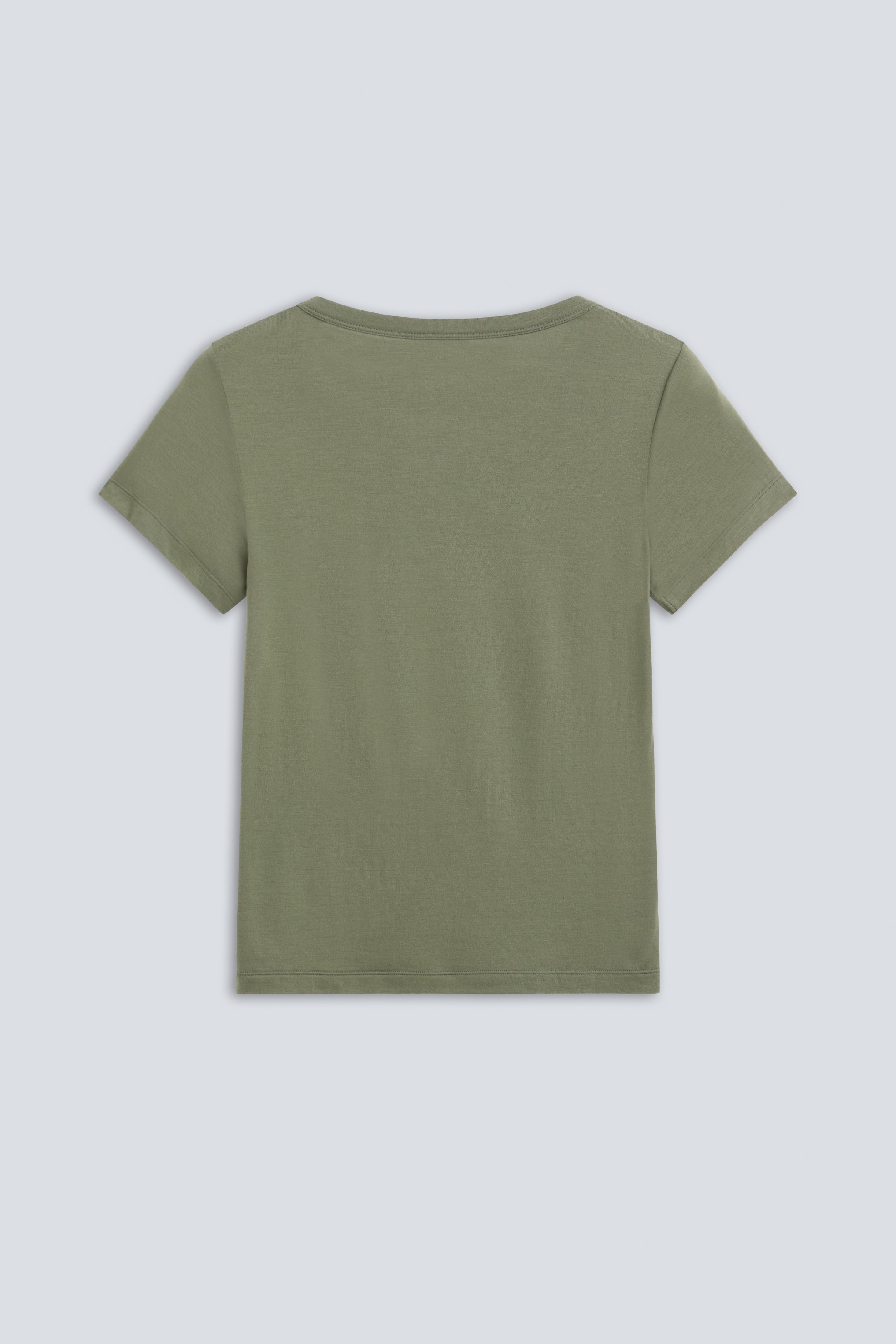 The Bobbie in Olive. 95% Micromodal with 5% elastane. Back view.