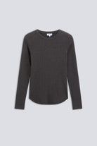 Ripp-Longsleeve in Dark Grey Melange. Vorderansicht.