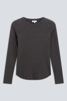 he Ella long sleeve in dark grey melange front view, GOTS certified organic cotton