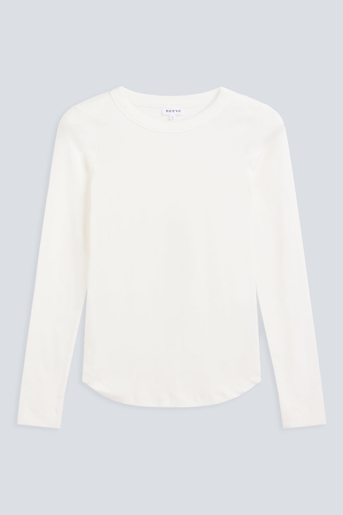The Ella Off-White long sleeve top - front view on model