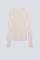 The Georgia weightless modal top in beige melange. Front view, 98% modal, 2% elastane, made in Portugal