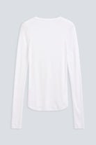 The Georgia fitted top in crispy white - back view, buttery modal fabric