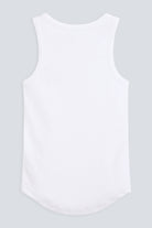 The Josie organic cotton tank top in crispy white, back view. GOTS-certified