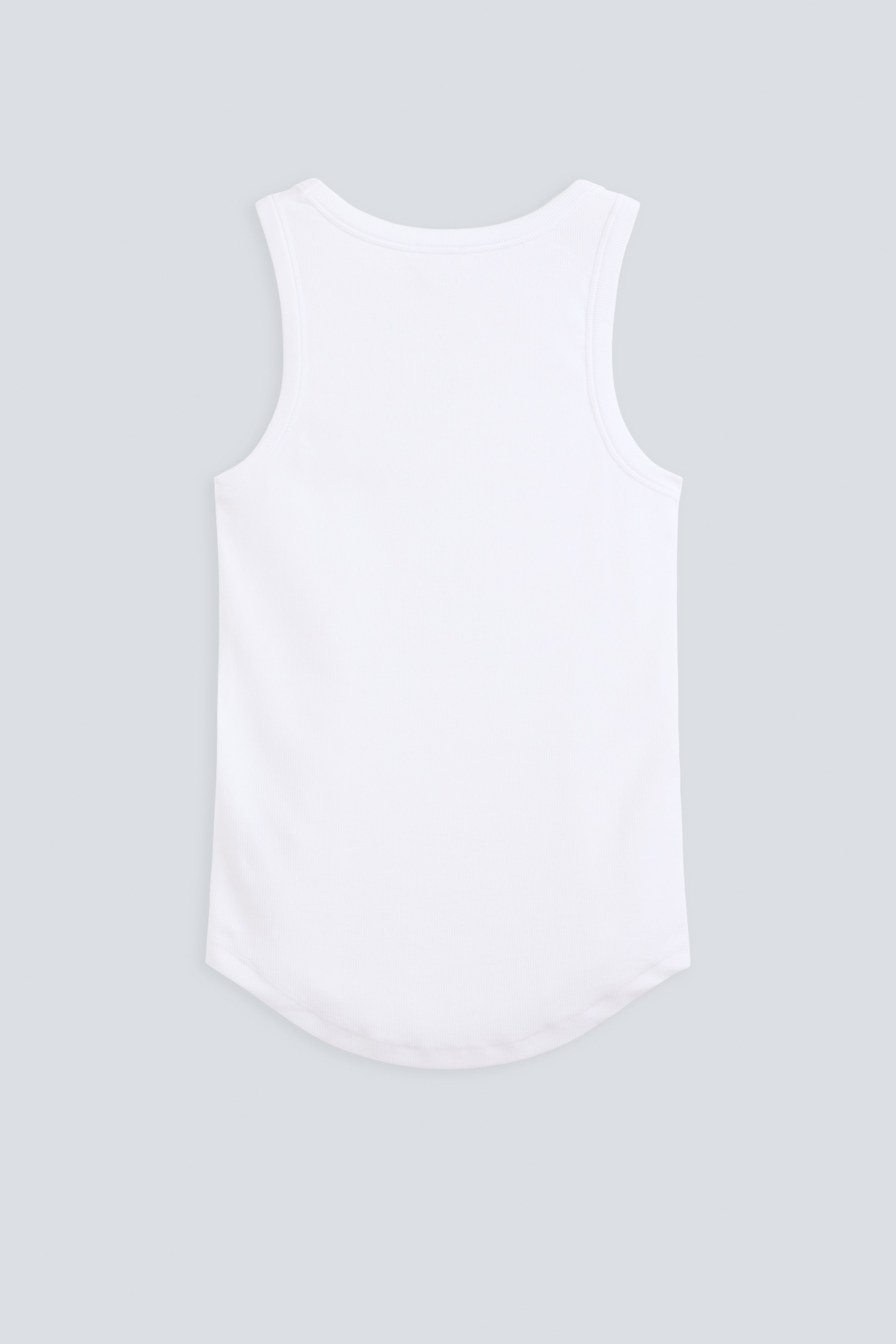 The Josie Tank Top in Crispy White. Made from 95% organic cotton with 5% elastane. Back view. GOTS