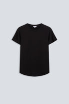 The Michelle Essential Black. 140 grams, 100% organic cotton. Front view. GOTS  