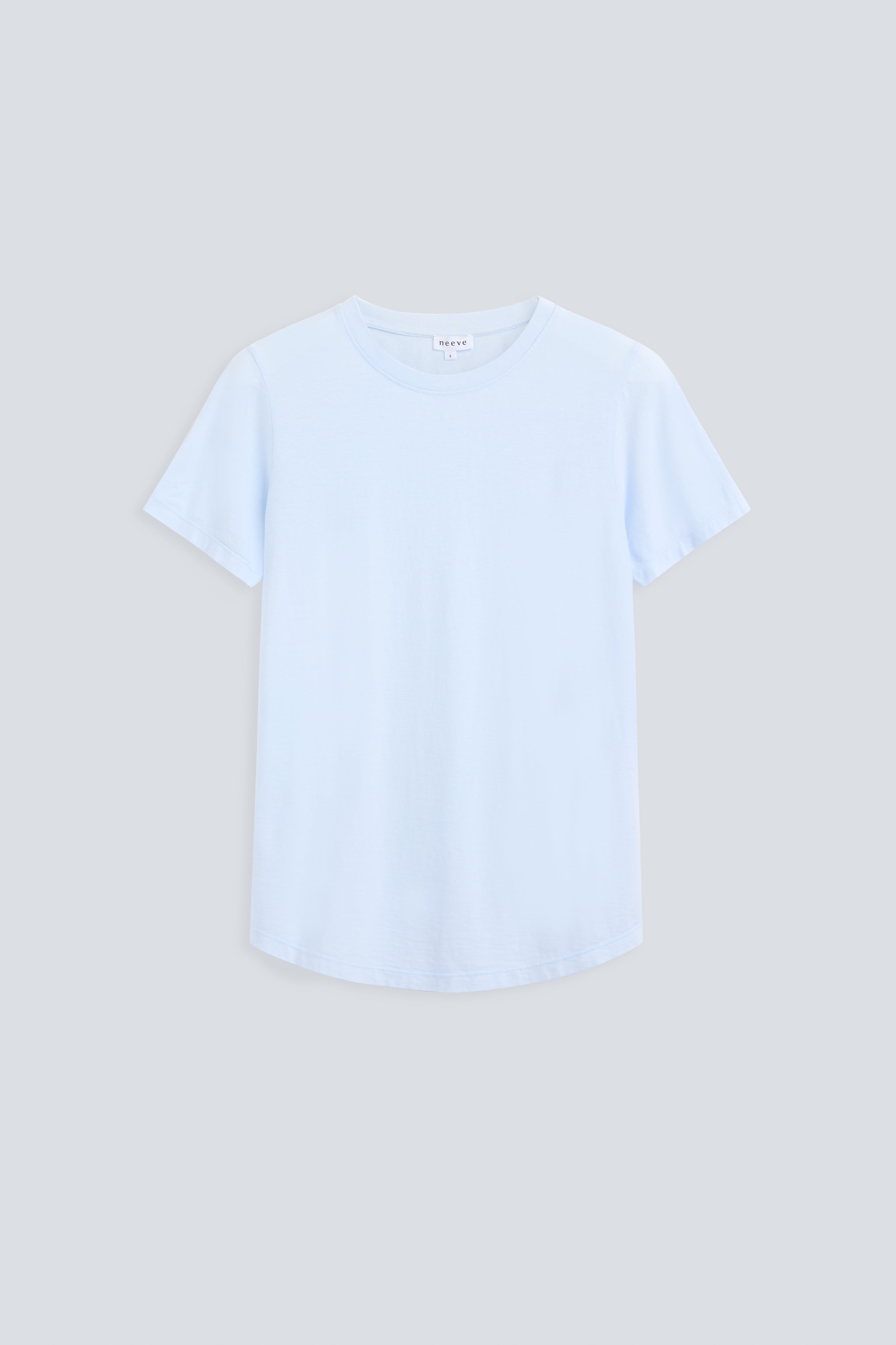 The Michelle Ice Blue. 140 grams, 100% organic cotton. Front view. GOTS  