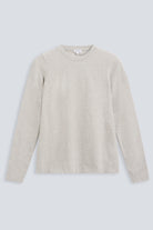The Nora grey melange long sleeve front view, body-skimming fit, 95% organic cotton 5% elastane made in Portugal