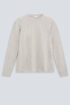 The Nora grey melange long sleeve front view, body-skimming fit, 95% organic cotton 5% elastane made in Portugal