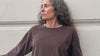 The Rose in Chocolate Melange shown on model. Worn with The Mika in Beige Melange. 