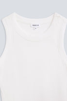 The Rania off white tank, detail crew-neck, organic cotton GOTS certified