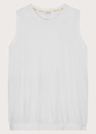 The Neva tank top in crispy white, front viewl, GOTS certified organic cotton made in Portugal