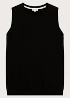 The Neva tank top in essential black - front view, sustainable wardrobe essential