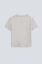 The Victoria in Grey Melange. 180 grams 100% organic cotton. GOTS Certified. Back view. 